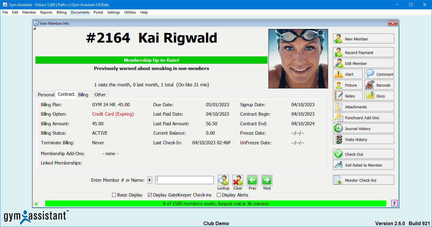 screenshot of Gym Assistant